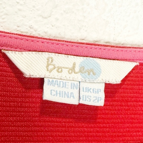 Boden Seam Detail Sheath Tunic Dress Ribbed Poppy Red 2P Petite Pockets - Picture 9 of 9